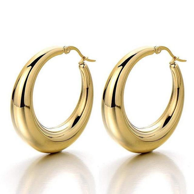 18K Gold Filled Thick Hoops - Gold Thick Hoop Earrings - Simple Thick Hoops - Light Weight Hoops
