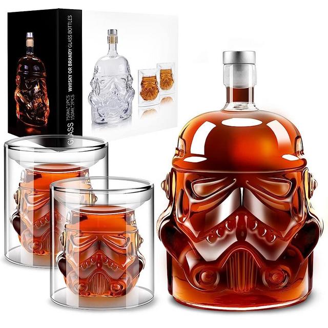 Whiskey Decanter Set Transparent Creative with 2 150ml Glasses, Whiskey Carafe for Brandy,Scotch,Vodka,Gifts for Dad,Husband,Boyfriend