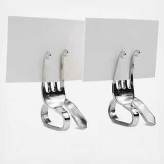 10-Piece Fork Place Card/Menu Markers & Cards Set