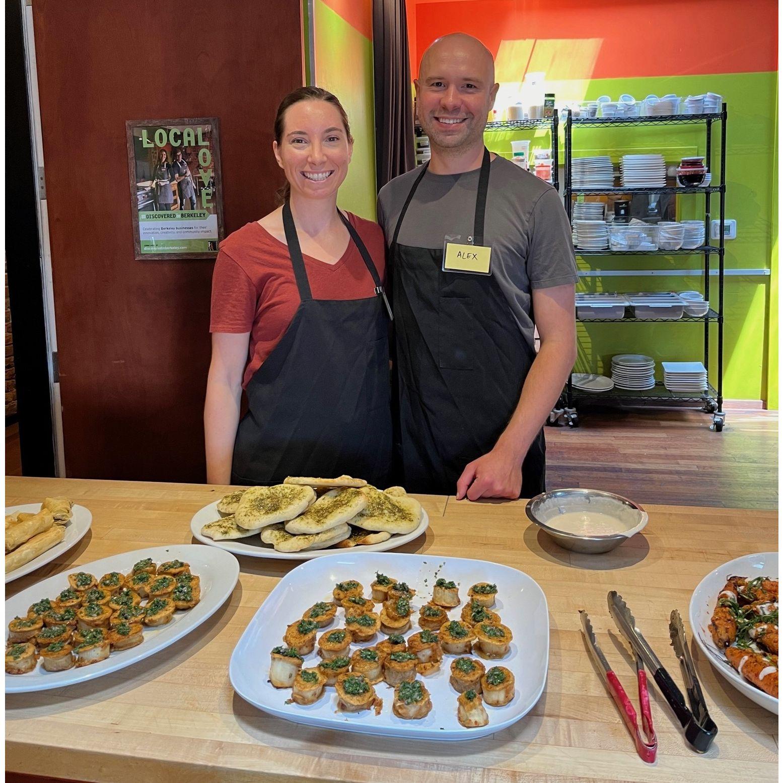 Alex and Jenny enjoy cooking vegetarian food together