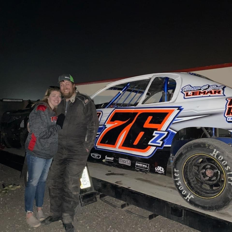 Our first photo with the race car.
