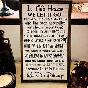 In This House We Do Disney Sign, Disney Wood Sign, Farmhouse, Let It Go, Happily Ever After, Wood Decor