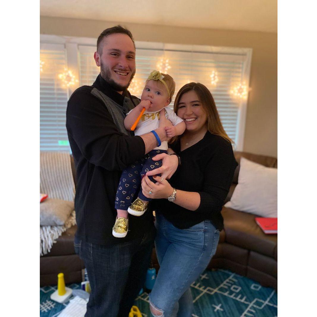 Adi Jo with Uncle Matty and Uncle Katie at her 1st Birthday