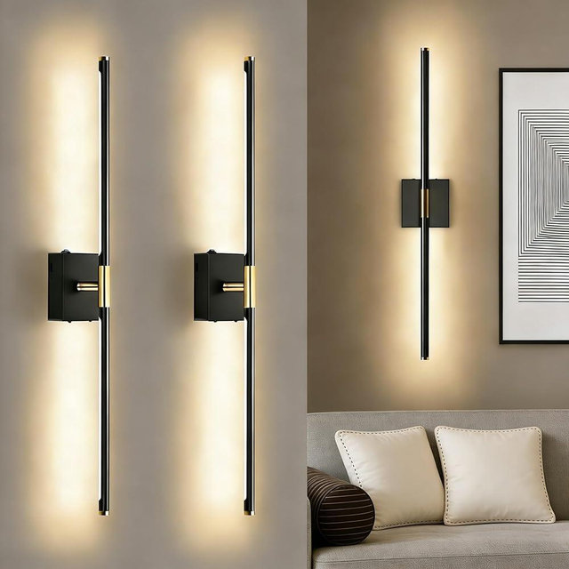 Soluneve Battery Operated Wall Sconces Set of 2, Rechargeable 8000mAh Wall Lights with Control, 350° Rotation, Wireless Wall Scone Decor for Bedroom Living Room, 28.3 Inch, Black