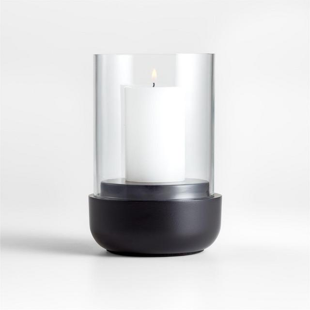 Curve Metal and Glass Hurricane Candle Holder 6.5"