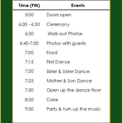 Wedding Schedule