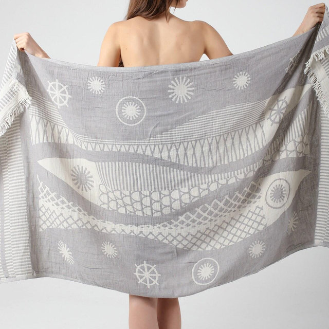 Gray Aegean Jacquard Beach Peshtemal Towel, Cotton Beach Wrap, Beach Cover Up, Beach Wedding Sarong, Bridesmaid Gift, Travel Towel