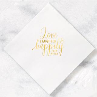 Script Love Laughter and Happily Ever After Dinner Napkins, Set of 100