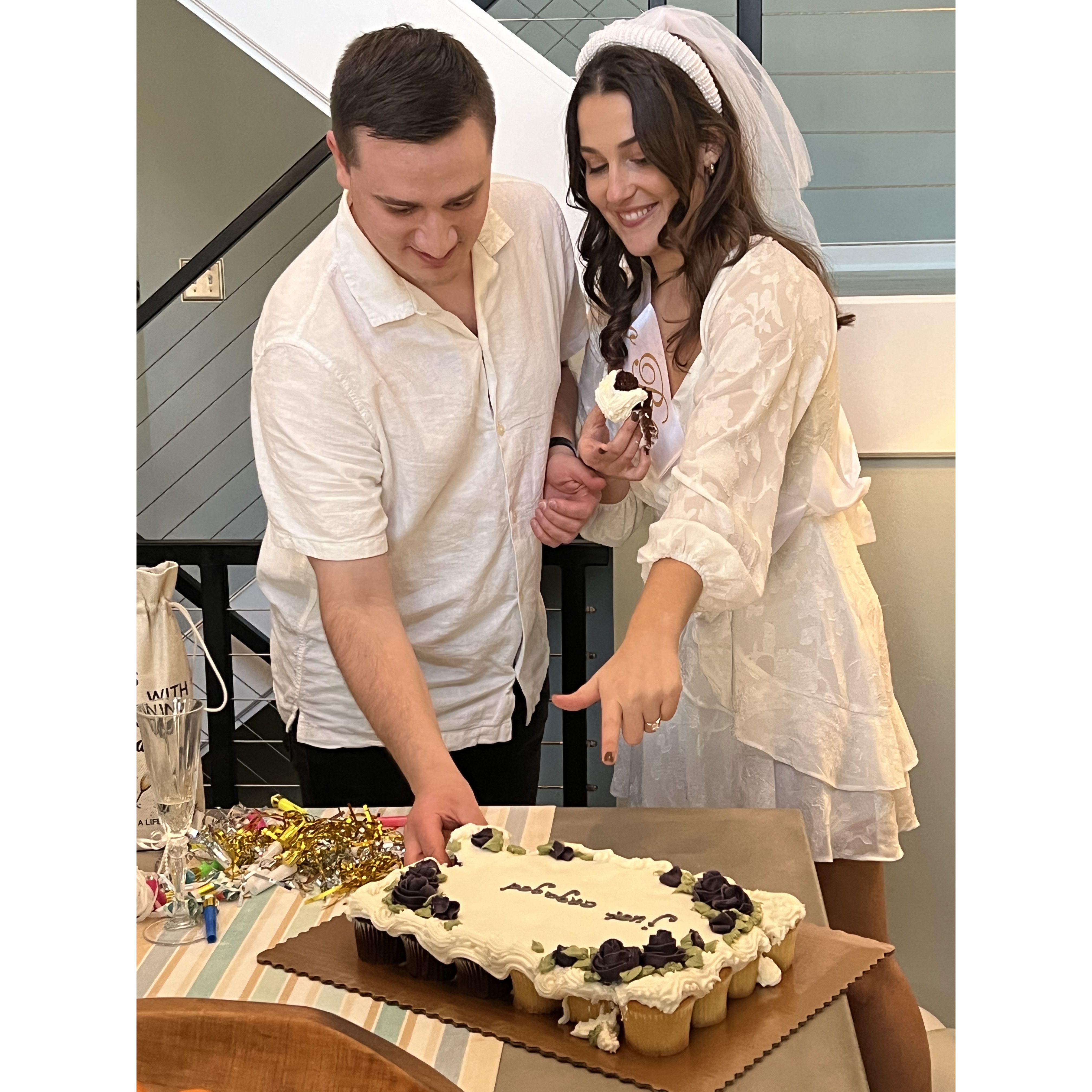 Enjoying our "Just Engaged" cupcakes