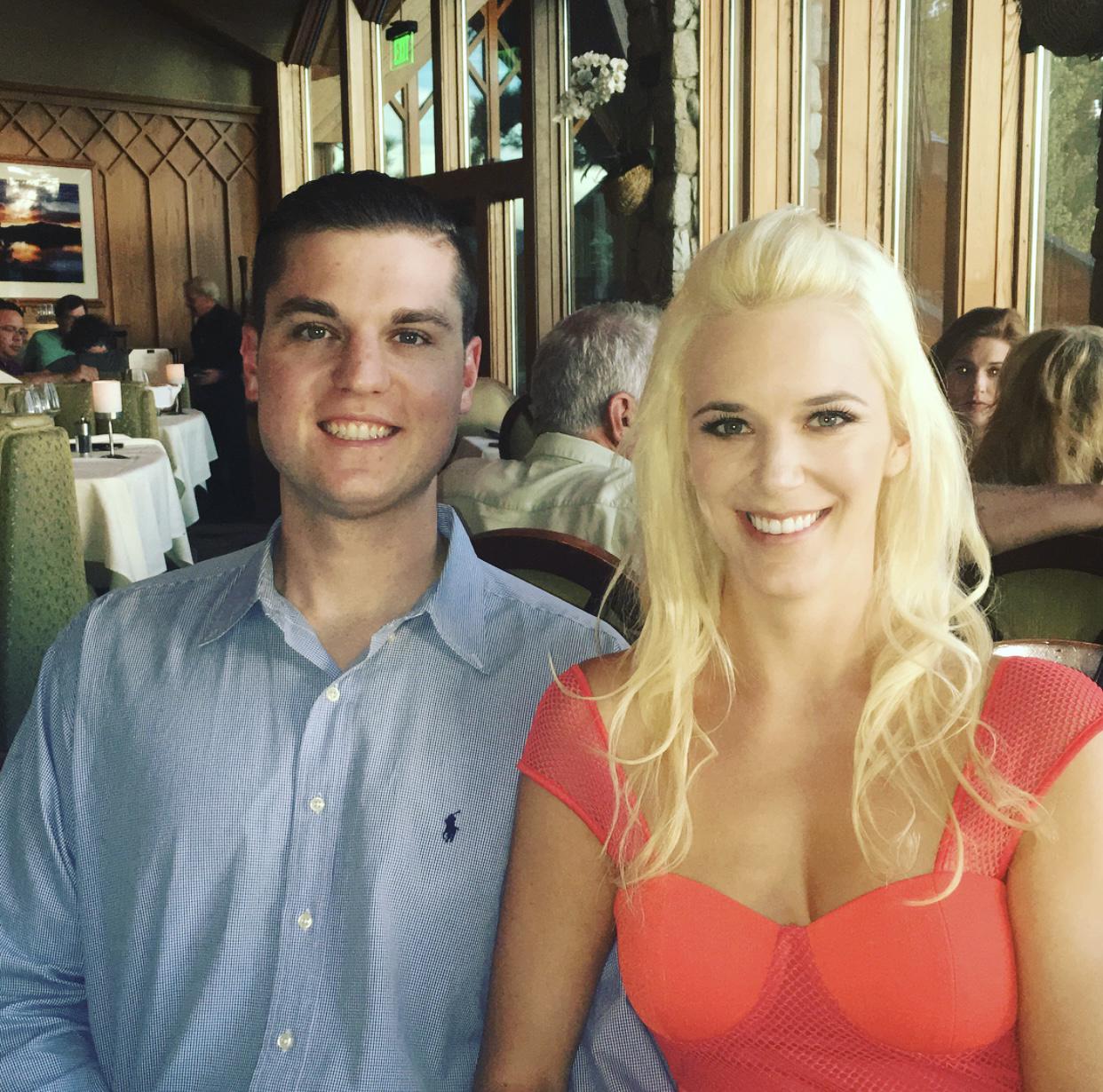 Erin and Jacob at Edgewood Lake Tahoe - a favorite restaurant of the Murphy family. Erin was still rockin the platinum.