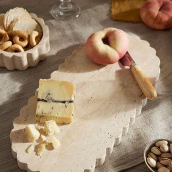 Scalloped Travertine Serving Board