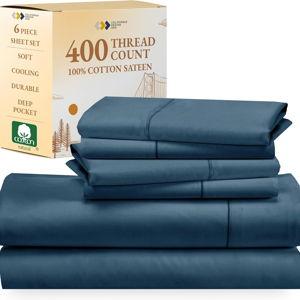 Queen Size Sheet Set 400 Thread Count 100% Cotton Sheets - Peacock Blue