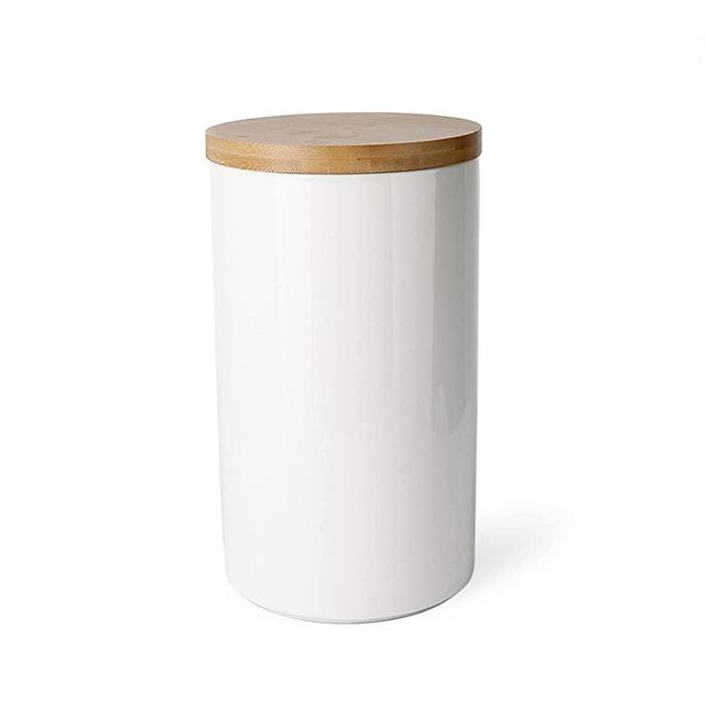 Sweese 817.101 Kitchen Canisters, 65oz/1930ml Porcelain Food Storage Jar with Wooden Lid for Serving Coffee Bean, Flour, Tea, Spice, Container Airtight, White