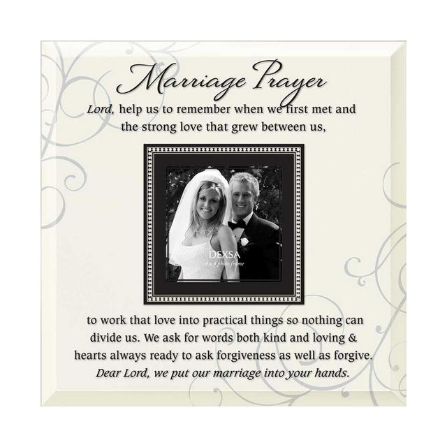 Dexsa Marriage Prayer Beveled Glass Photo Frame with Easel, 12" x 12"