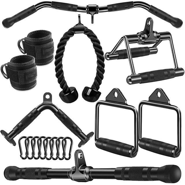 WNOEY Solid Steel Cable Machine Accessories for Home Gym, Triceps Pull Down Attachment, Cable Attachments for Gym, LAT Pull Down Attachment Weight Fitness