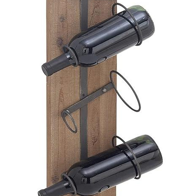 Deco 79 Industrial Wood Rectangle Wall Wine Rack, 8" x 5" x 32", Brown