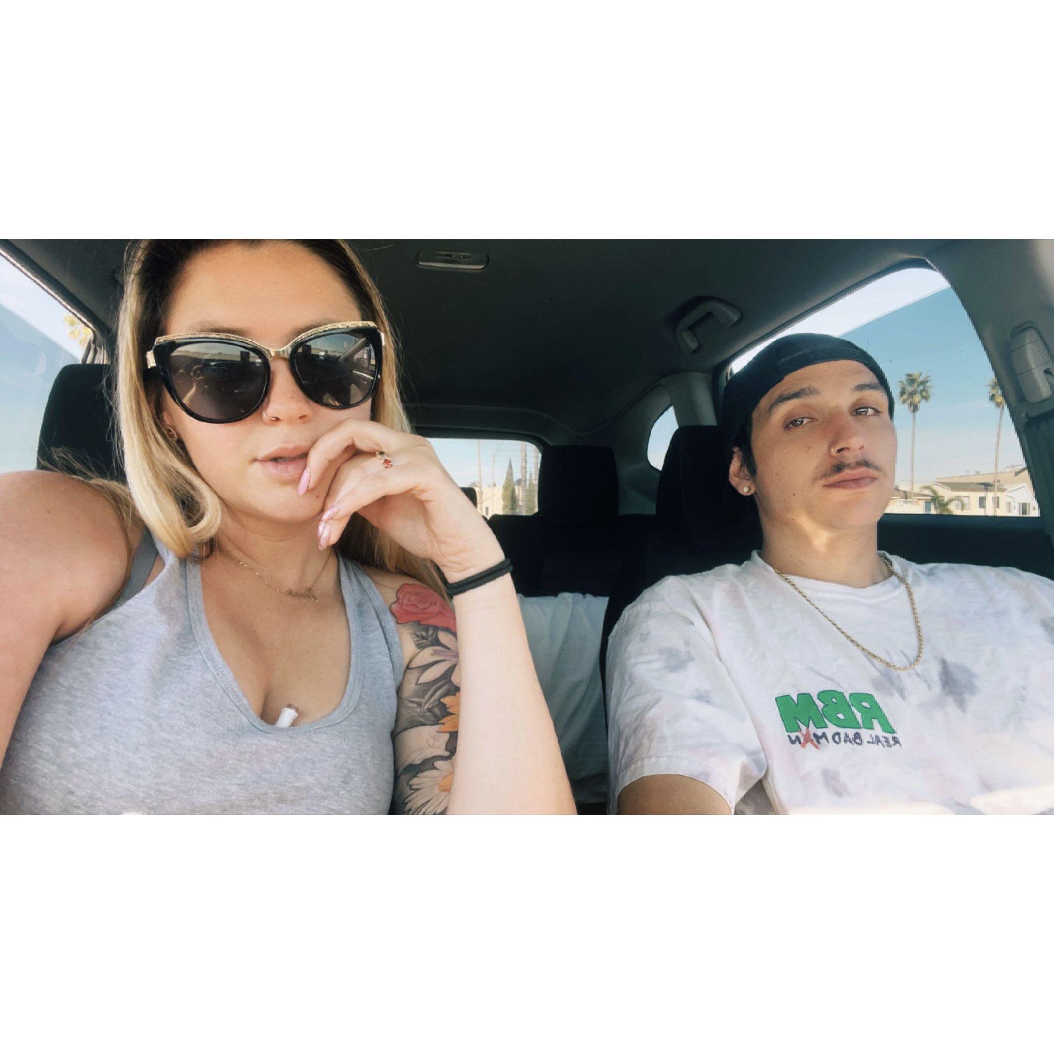We love chillin in the car at the beach