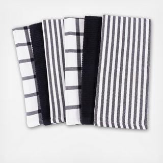 Mixed Flat & Terry Kitchen Towels, Set of 6