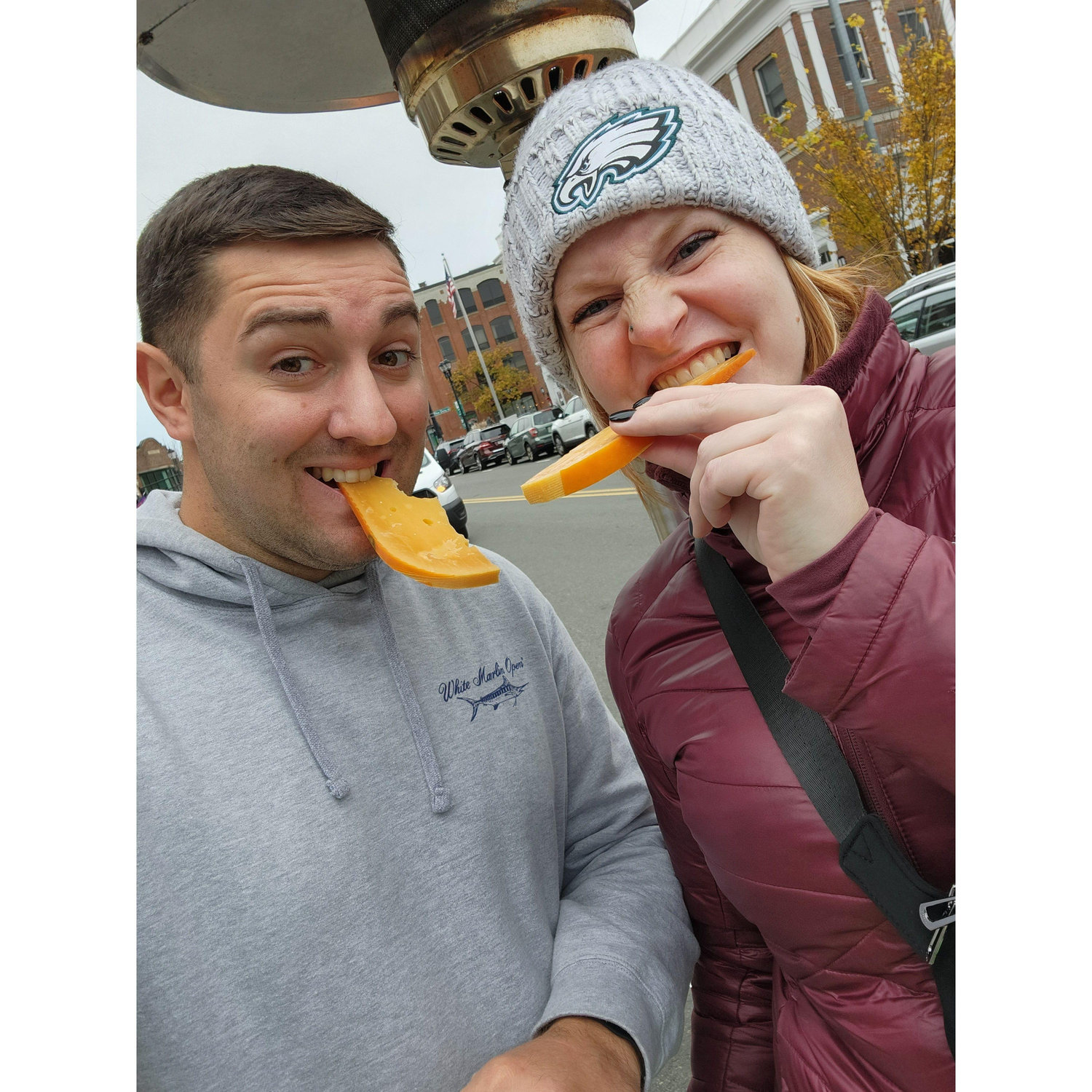 Visiting Boston and having a snack at the cheese shop