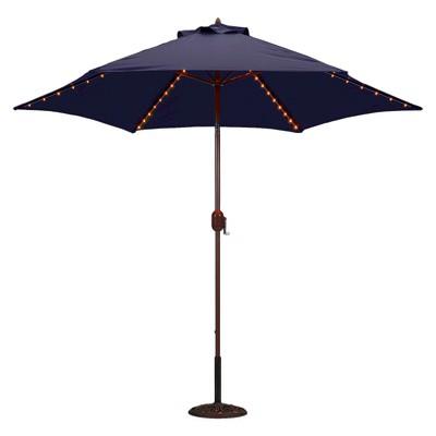 9' Aluminum LED Lighted Crank Lift Patio Umbrella - Galtech