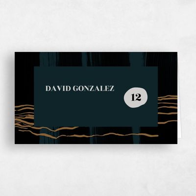 Dark Teal, Green Wedding Place Card - Braunfels