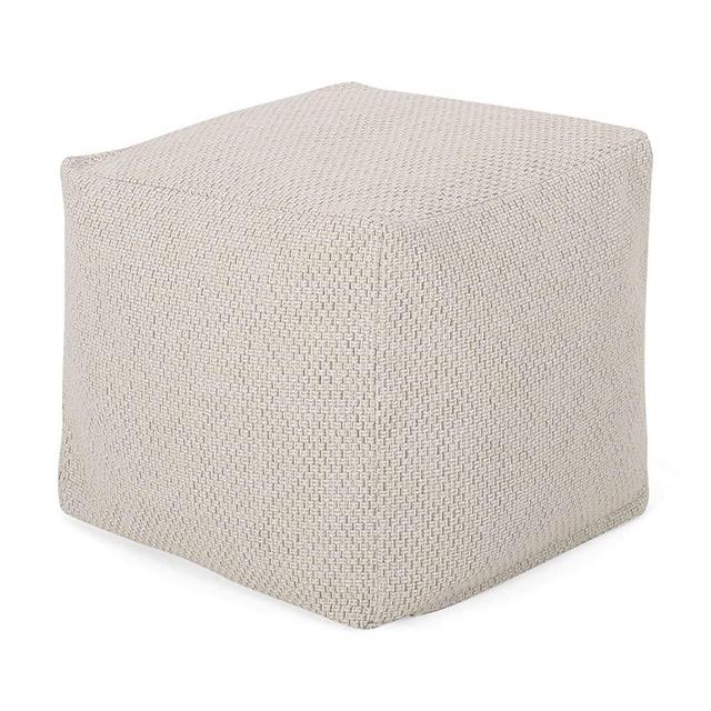 Christopher Knight Home Fannie Fabric Pouf, Ivory