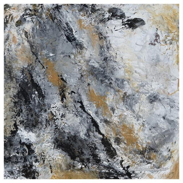 Thirstystone® Black & Gold Abstract Square Single Coaster