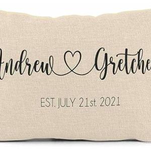 Girls Love A Monogram Wedding Gifts for Couples Unique for Couple, Personalized Pillows with Names - Housewarming Gift (Design 5)