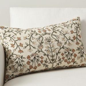 Warm Multi, Zea Embroidered Lumbar Pillow