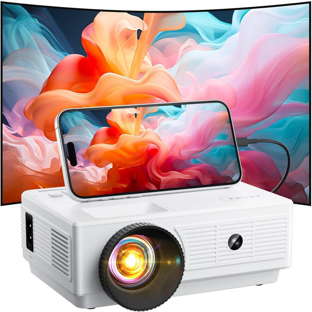 ARTSEA Mini Projector 1080P Portable Projector Compatible with iOS/Android/ Windows/TV/HDMI/USB White