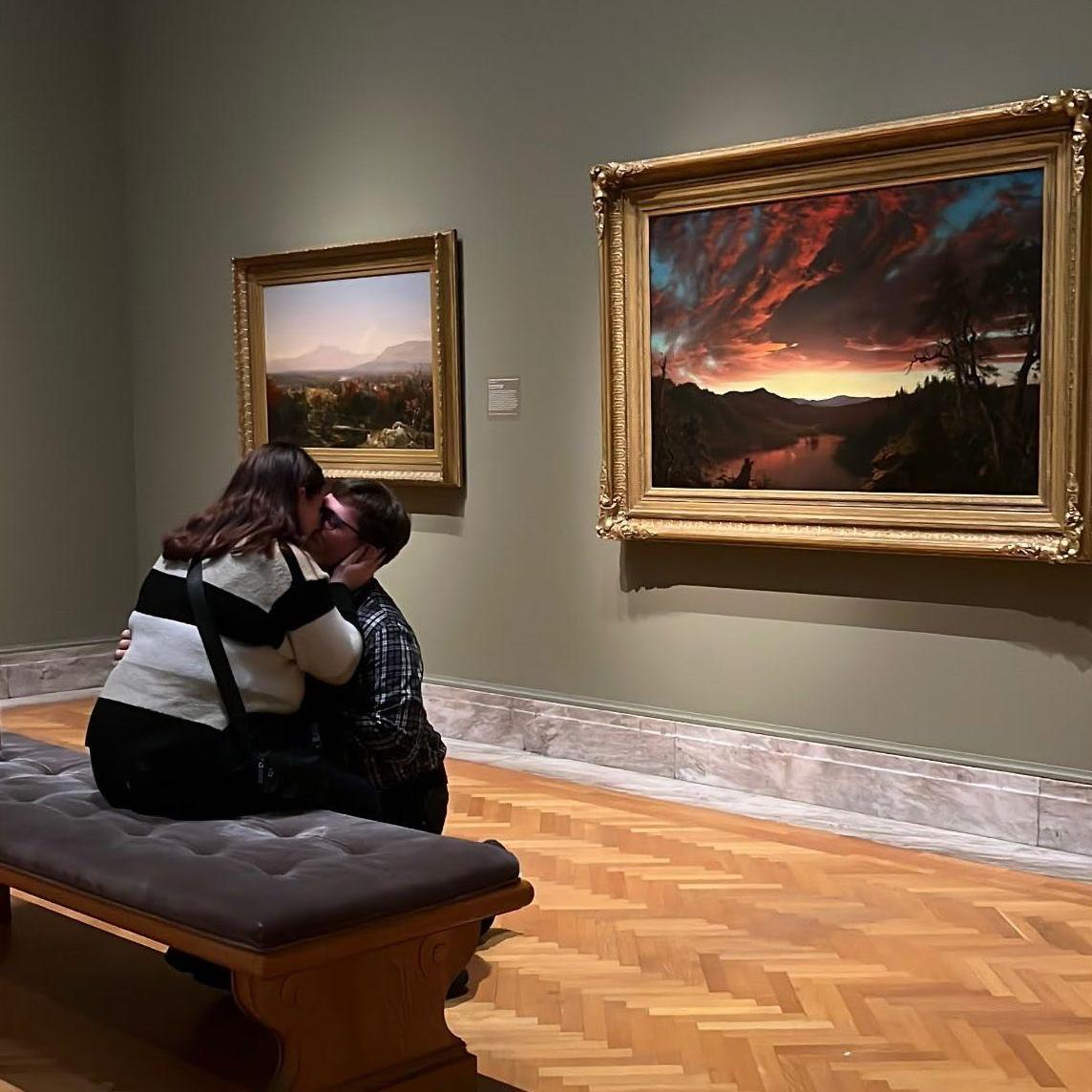 Rick proposed in Jill's favorite gallery (206, American Landscapes) of the Cleveland Museum of Art. Painting: Twilight in the Wilderness (1860) by Frederic Edwin Church