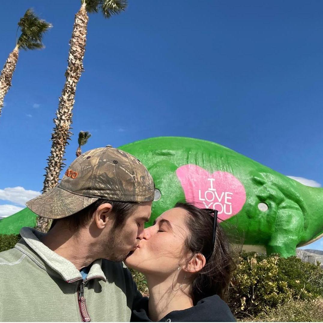 Had to get a photo with the Palm Springs dinosaur painted for Valentines day!