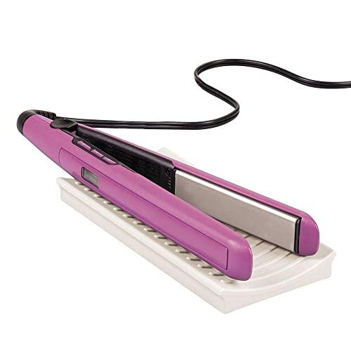 mDesign Silicone Heat-Resistant Hair Care Styling Tool Mat Tray - Rest Curling Irons, Flat Irons, Straighteners, Sticks, Wands - for Bathroom Vanity Countertop - Non-Slip, Waterproof - Cream/Beige