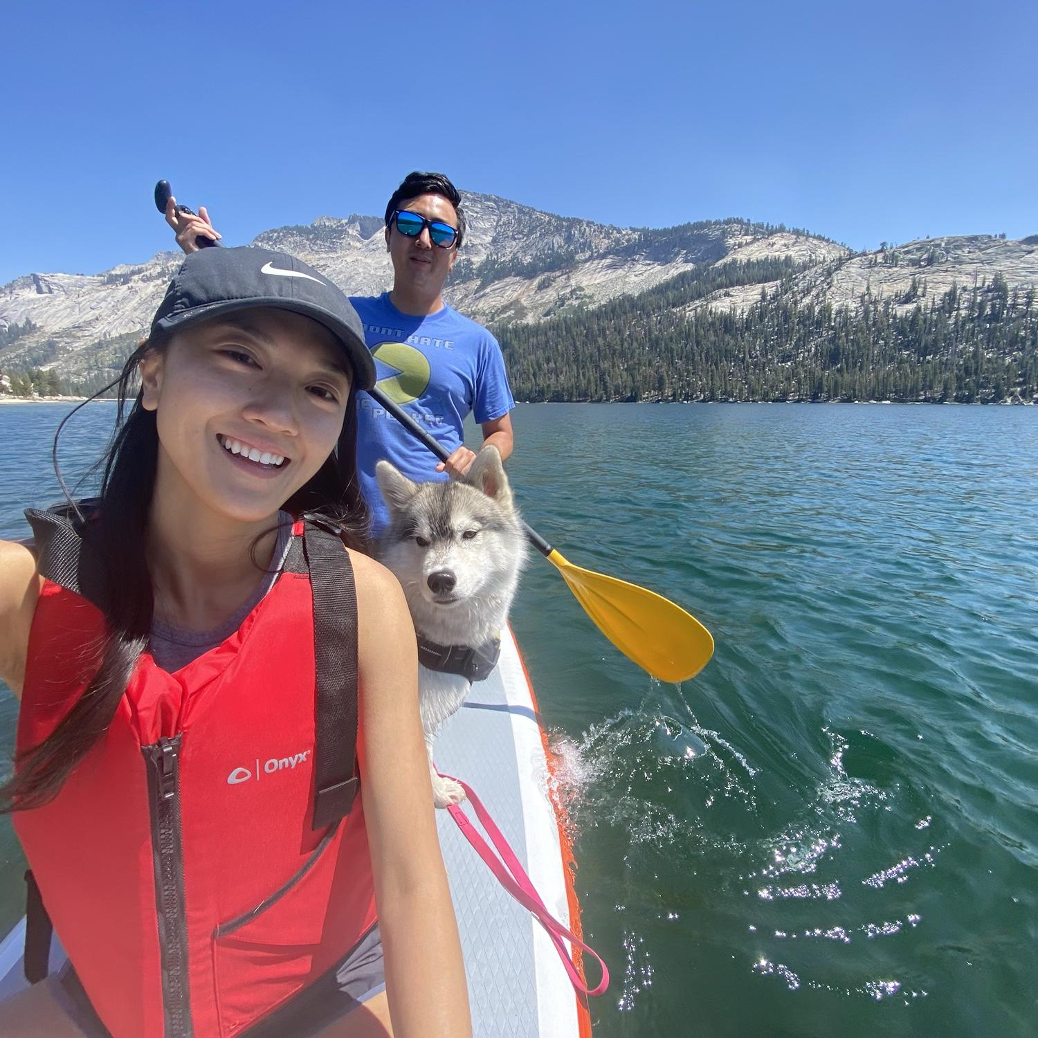 We even brought our paddle board to Yosemite, and the three of us spent the day paddle boarding and relaxing at the lake.