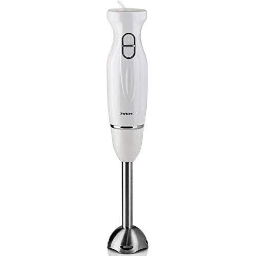 Ovente Immersion Hand Blender with Brushed Stainless Steel Blades, Ergonomic Handle, Detachable Shaft, 2 Blending Speeds Stick Blender for Smoothies, Puree Baby Food and Soup, White (HS560W)