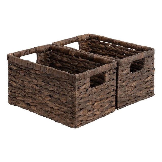 StorageWorks Storage Baskets for Organizing, Water Hyacinth Baskets for Shelves, Organizer Basket with Handles, Decorative Storage Basket for Closet, Pantry Organizers