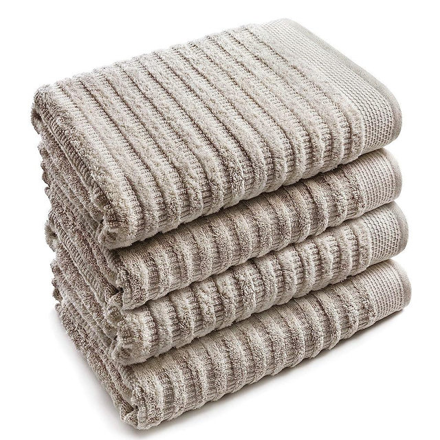 Softerry Pure Organic Cotton Bath Towel Set - 100% Soft Cotton - Extra Absorbent and Durable - 500 GSM Quick Dry - Luxury Hotel & Spa Quality - Fade Resistant - Eco Friendly (Khaki, Set of 4 Bath)