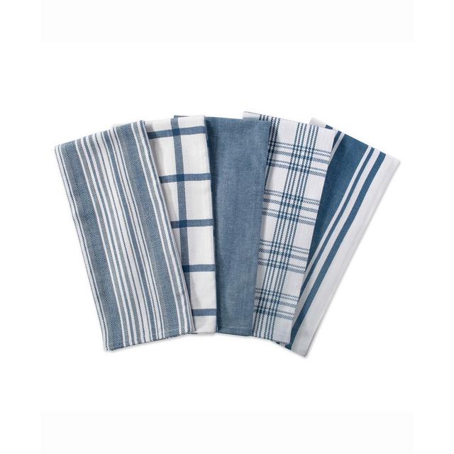 Martha Stewart Collection CLOSEOUT! Set of 3 Basket Weave Aqua-Striped  Kitchen Towels, Created for Macy's - Macy's