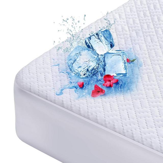 Cooling Waterproof Mattress Protector King Size, Mattress Cover 3D Air Fabric Mattress Pad Cover Smooth Soft Breathable Noiseless, 8''-21'' Deep Pocket