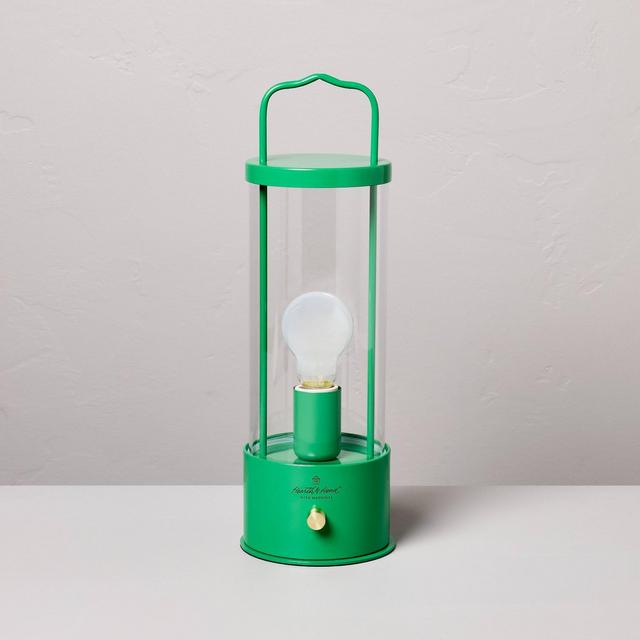 Portable Outdoor Patio LED Tabletop Lantern Green - Hearth & Hand™ with Magnolia
