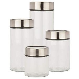 Honey-Can-Do KCH-06481 4-Piece Date Dial Jar Set, 1350 mL - 3000 mL Capacity, Black/Clear