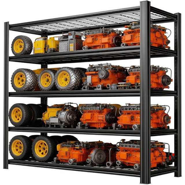 Beaunatixx 48''W Metal Wire Shelving Rack Heavy Duty, 5 Tier Adjustable Grid Large Shelves, 72''H Industrial Unit, 3300 Lbs Capacity for Garage, Kitchen, Pantry, Basement, Bathroom, Laundry Room