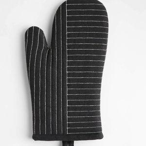 Crate & Barrel Hanno Natural Embroidered Organic Cotton Oven Mitt (Black)