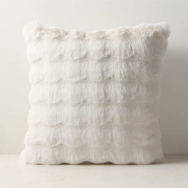 Farleigh Warm White Faux Fur Throw Pillow Cover 20"x20"