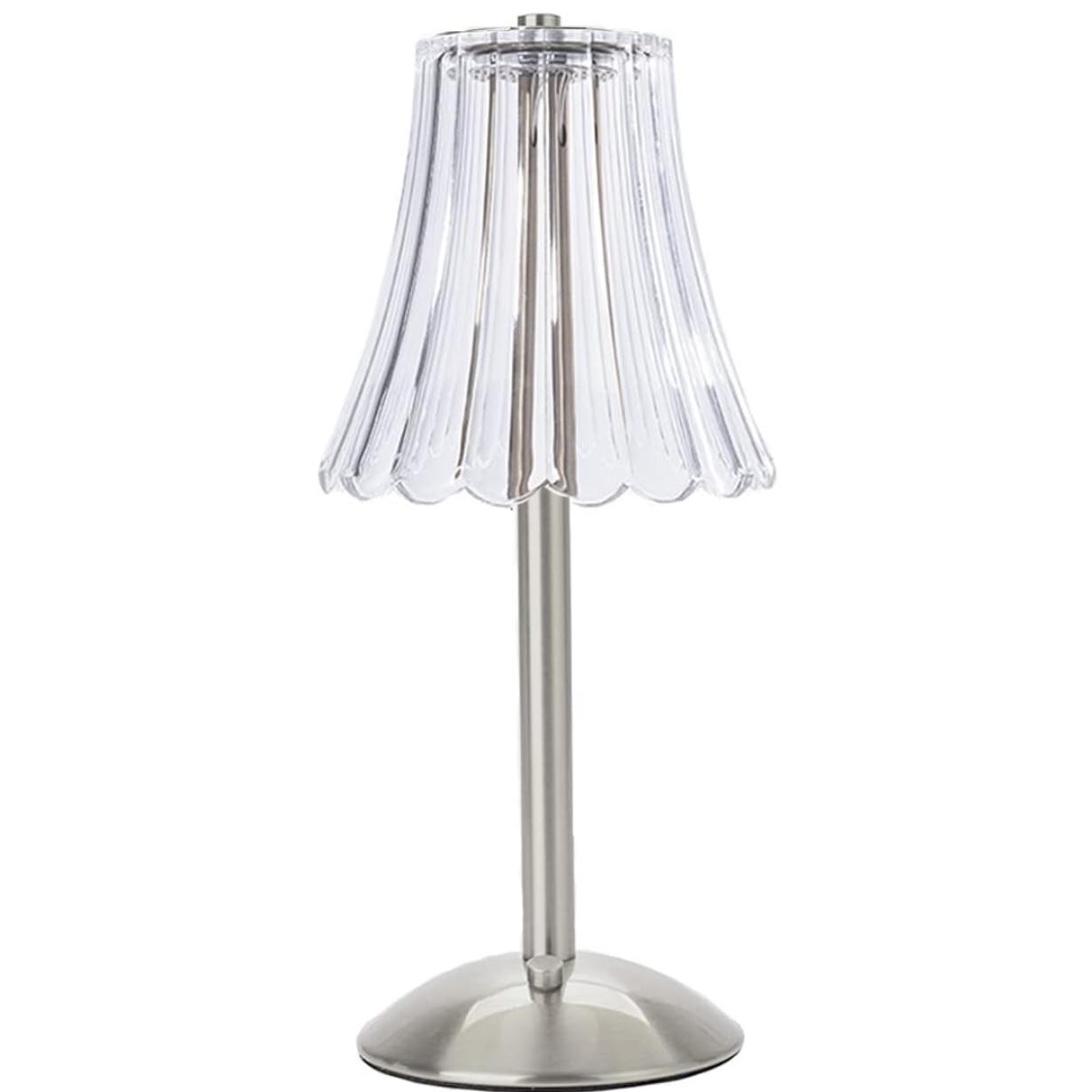 Cordless Table Lamps for Home,Table,Dining Room, Silver Rechargeable Lamps, USB Charge 12'' Tall LED Portable Outdoor Indoor Table Lamp with Built-in Dimmer