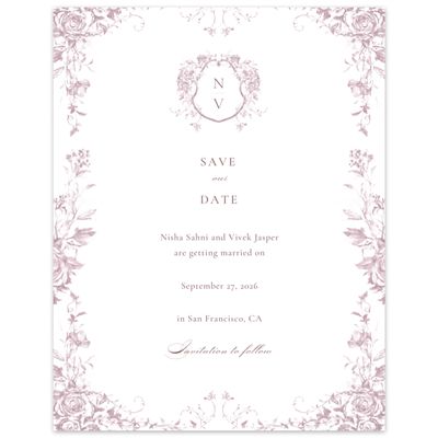 Dusty Rose, Pink Wedding Digital Save the Date - Hattaway Portrait