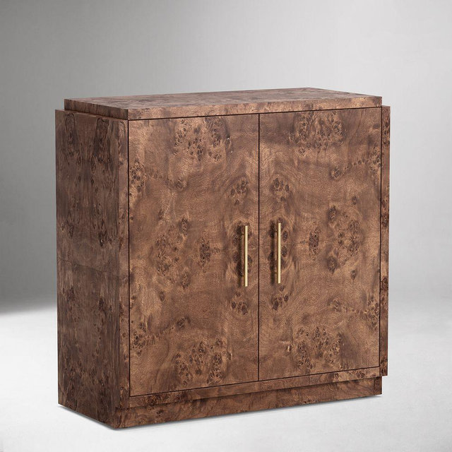 Finlo Burled Storage Cabinet, Dark Burl, 36"