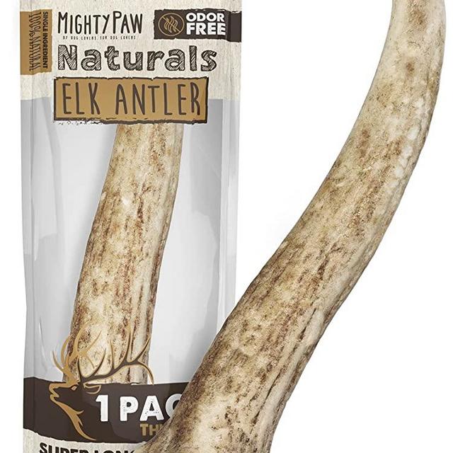 Mighty Paw Elk Antlers for Dogs | Medium Size 6" Premium Deer Antlers for Dogs, Pets and Puppies. Long Lasting Deer Antler Dog Chew for Aggressive Chewers. Dog Antler Chews for Large and XL Dog