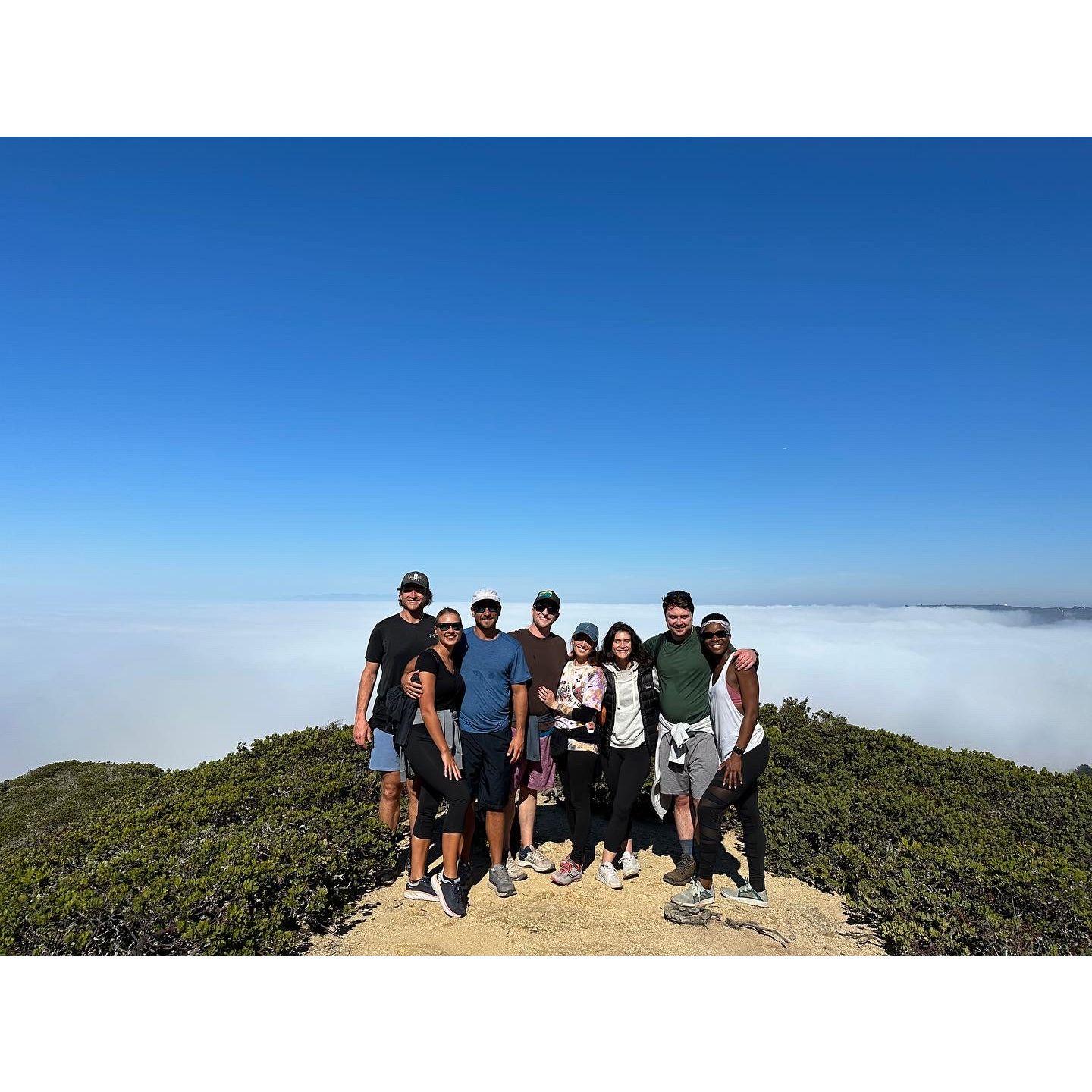 Celebrating our engagement with close friends and a hike above the clouds in Pacifica.