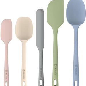 5 Pieces Silicone Spatula Set, Food Grade Rubber Spatula, Upgrade Strong Handle with Ergonomic Grip, Heat Resistant Up to 600°F for Nonstick Cookware, Cooking Candy Series